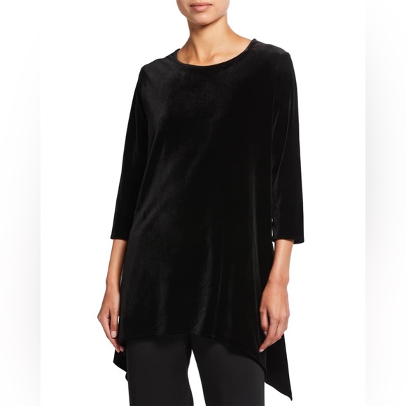 Citron Tops - Vintage Hino & Malee 90’s Velvet Rayon Silk Draped Tunic Top Blouse Long Sleeve